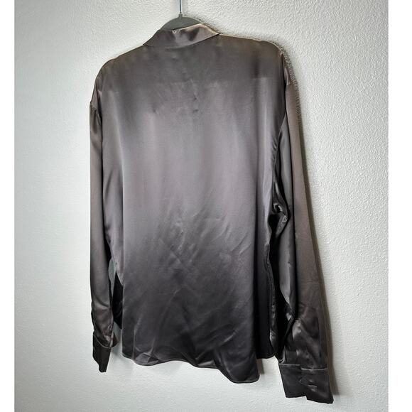 Christian Dior 100% Silk Taupe Brown Multi-Tonal Shimmer Button Blouse 14 - Picture 6 of 13